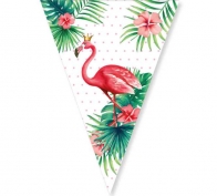 Toptan Taçlı Flamingo Desenli Flama Bayrak