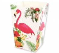 Flamingo Desenli Karton Mısır Cips Kutusu 10 Adet
