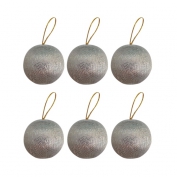 Toptan Gümüş Simli Ağaç Süsleme Topları 6 cm 6'lı