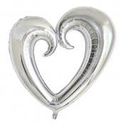 Toptan Kalp Balon Folyo Gümüş Renk