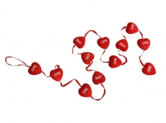 Toptan Love Yazılı Flok Kaplama Kırmızı Kalp Süs 12li