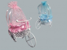 Toptan Bebek Şekeri Malzemesi Pembe Mavi Sepet Keseli Tel Bisiklet