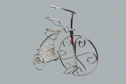Toptan Nikah ve Bebek Şekeri İçin Sepetli Gümüş Tel Bisiklet