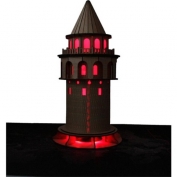 Toptan Dekoratif Işıklı Ahşap Galata Kulesi Lamba 25 cm