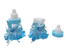 Toptan Pembe ve Mavi Süslü Biberon Kutu Bebek Şekerleri