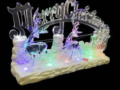 Toptan Merry Christmas Geyikli Müzikli Işıklı Biblo