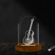 Toptan Üç Boyutlu Gitar Işıklı Fanus