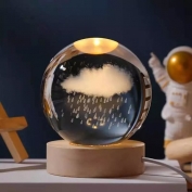 Toptan Bulut ve Yağmur Temalı Işıklı Cam Küre 6 cm
