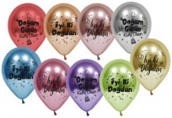 Toptan İyi Ki Doğdun Krom Balon 10 İnç 50 Adet