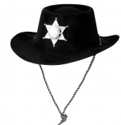 Toptan Siyah Kadife Kaplama Çocuk Kovboy Şapkası