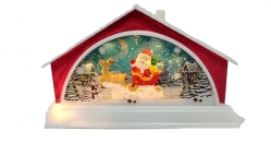 Toptan Işıklı Müzikli Dekoratif Noel Baba Evi Biblo