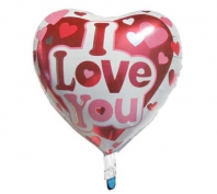 I Love You Baskılı Kalp Folyo Balon 10 Adet