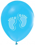 Toptan Ayak İzi Baskılı Balon 100 Adet Mavi Renk