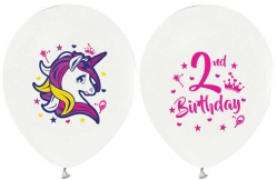 Unicorn Baskılı 2 Yaş Balonları﻿ 12 İnç