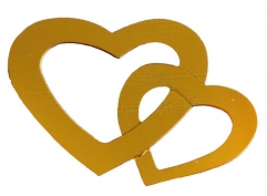Toptan Altın Renk Metalize Çiftli Kalp 50 Gram