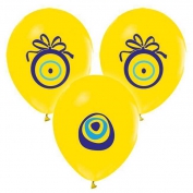Toptan Sarı Nazar Boncuklu Balon 100 Adet
