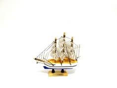 Toptan Küçük Boy Hediyelik Yelkenli Ahşap Gemi 14 cm